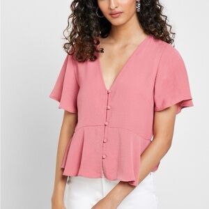 Topshop Flutter Sleeve Peplum Top Sz 6 soft girl cottage core dainty feminine